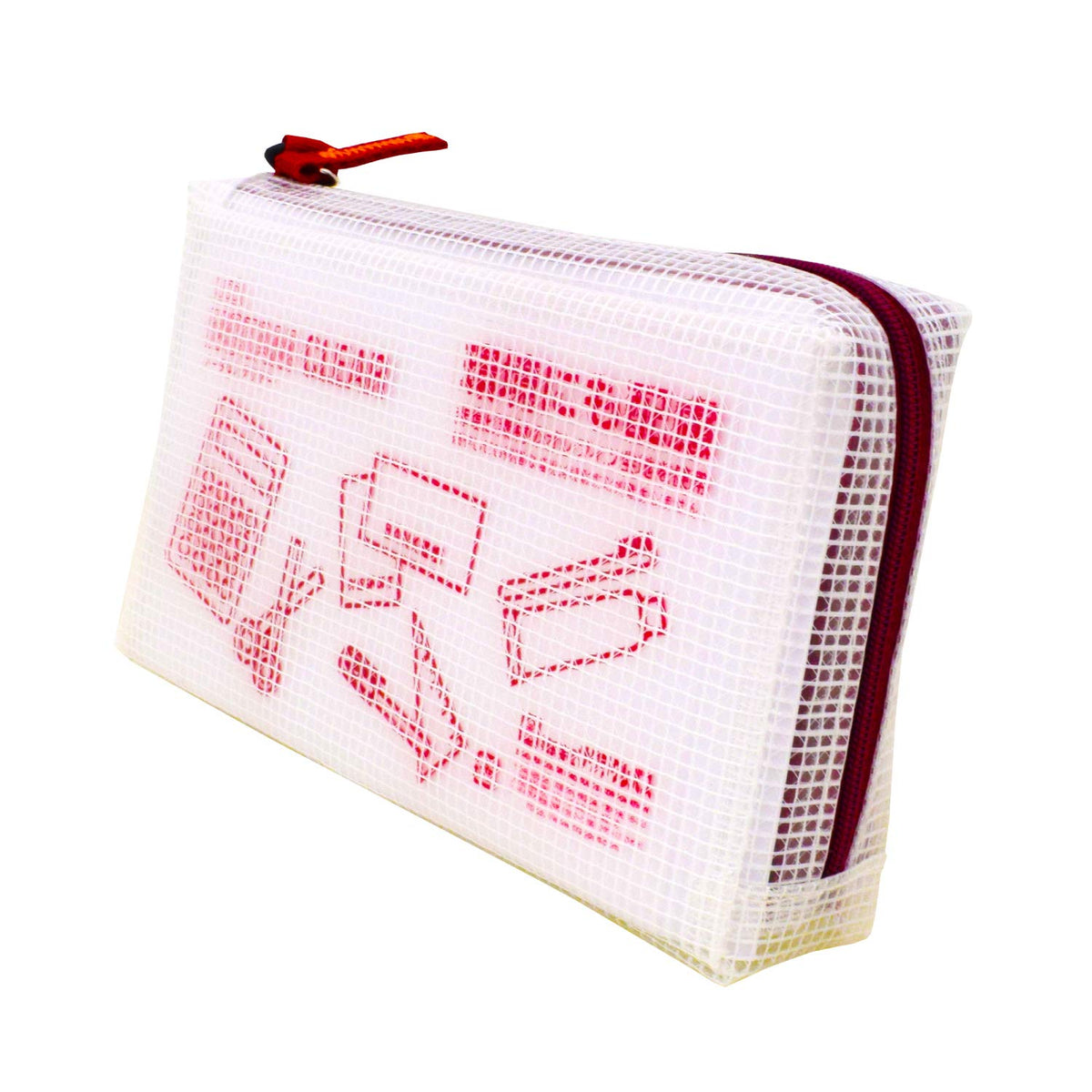サクラクレパス Notam UNCM-B#19 Mesh Case with Gusset, Clear, Passbook Size, Red