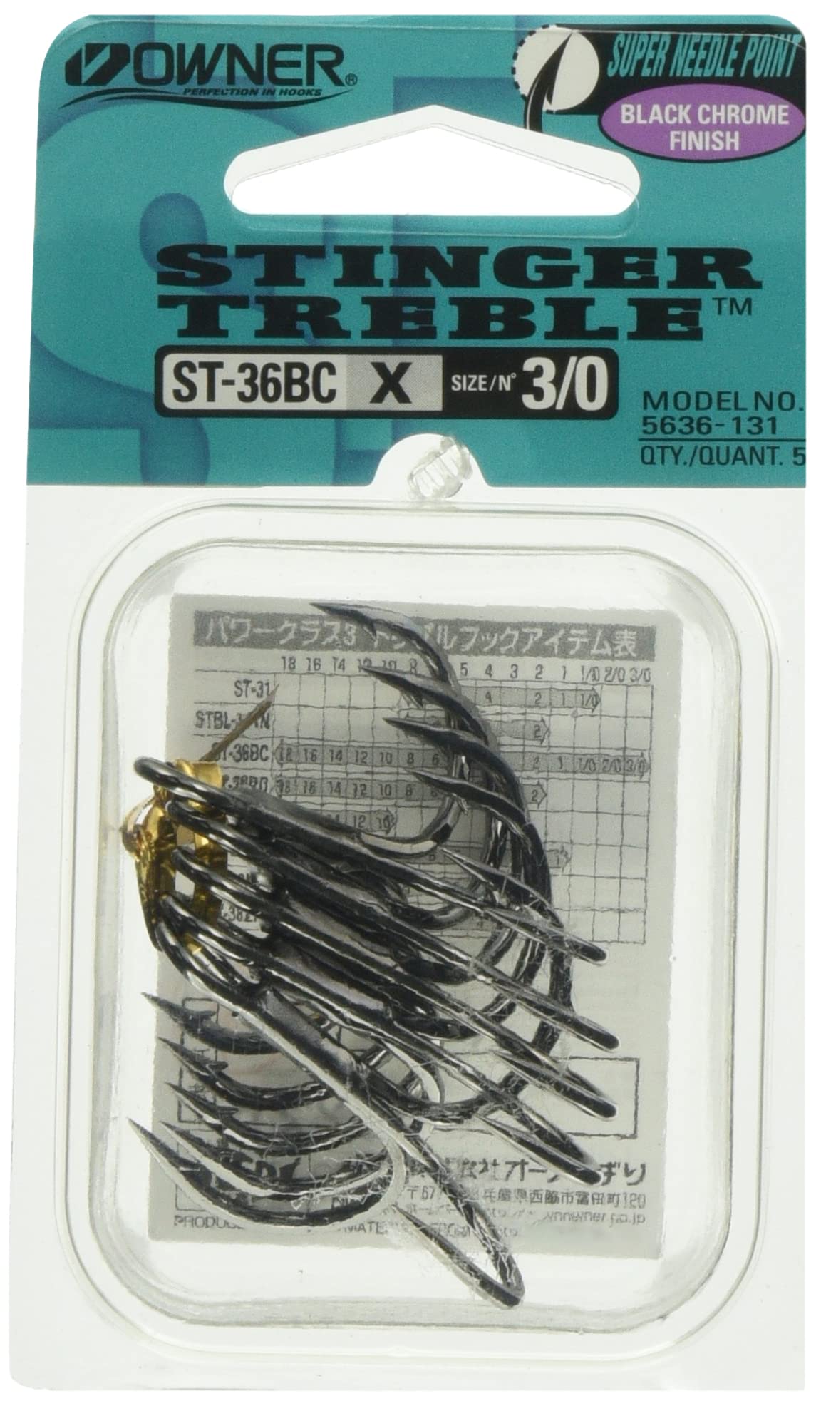 Owner 11548 Cartiva ST-36BC Stinger Triple Hook, No. 3/0