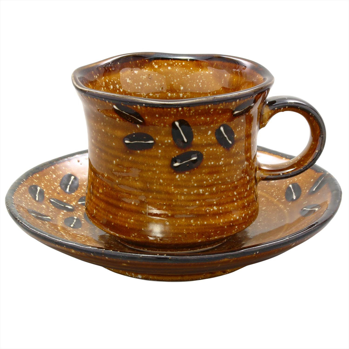 Mino Ware Coffee Bowl Plate, Beans, Brown, Made in Japan