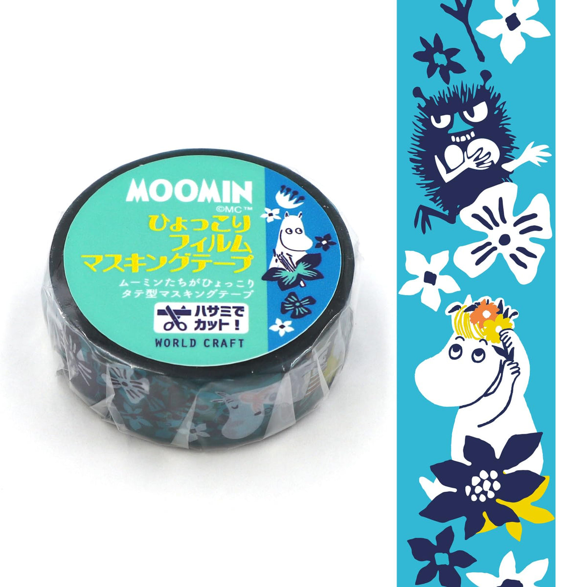 World Craft MOFM15-016 Moomin Masking Tape Film, Width 0.6 inches (15 mm), Flower BL