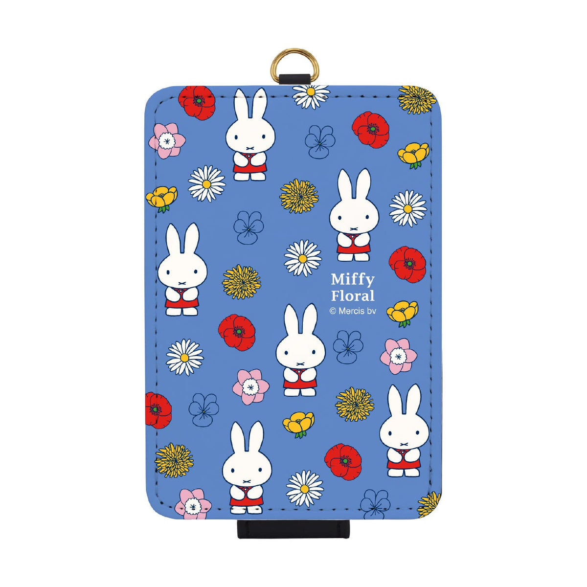 Gourmandies Miffy Miffy Floral IC Card Case, Blue, MF-283BL