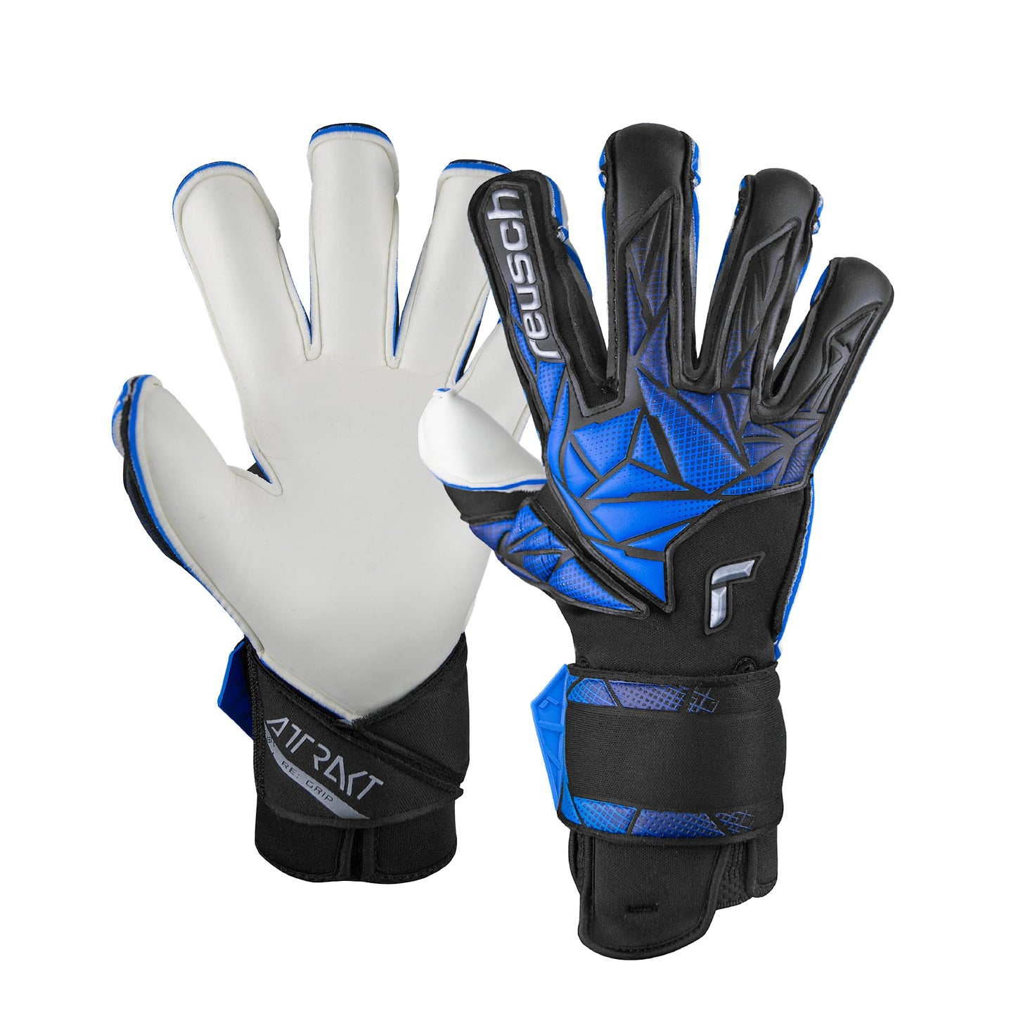 Reusch Attrakt RE:Grip Goalkeeper Gloves, Black/Electric Blue, Size 10