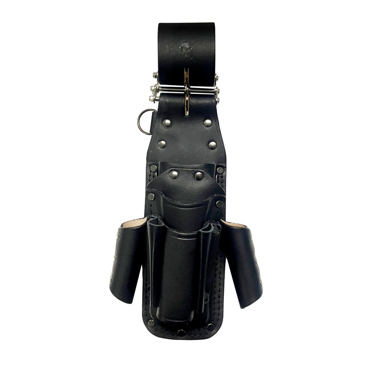 KOZUCHI CH-04BK Work Time Cow Genuine Leather Tool, 7 Inserts, 3 Row Chains, Black