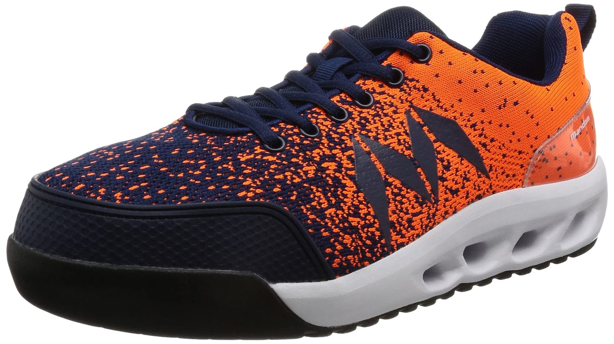 Gatsby Mandom Knit Safety Japanese Sneakers - Steel Toe Cap, Innovative Knitted Material (24.5 cm - 6.5 US, Orange-Navy)