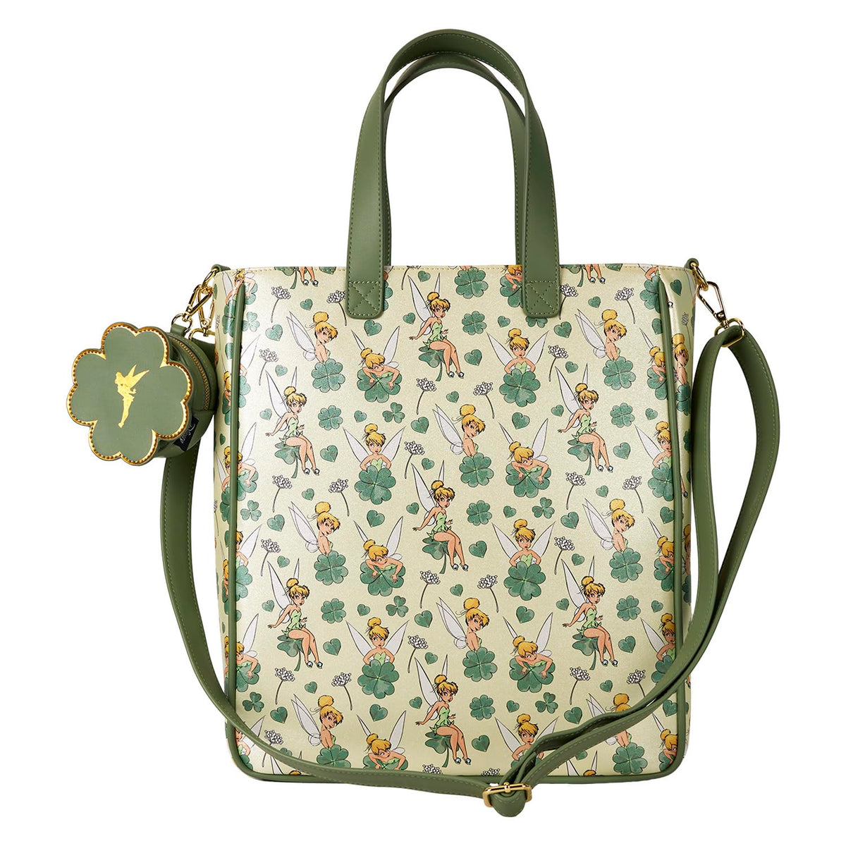 Loungefly Disney Tinker Bell 4-Leaf Clover Tote Bag with Coin Bag