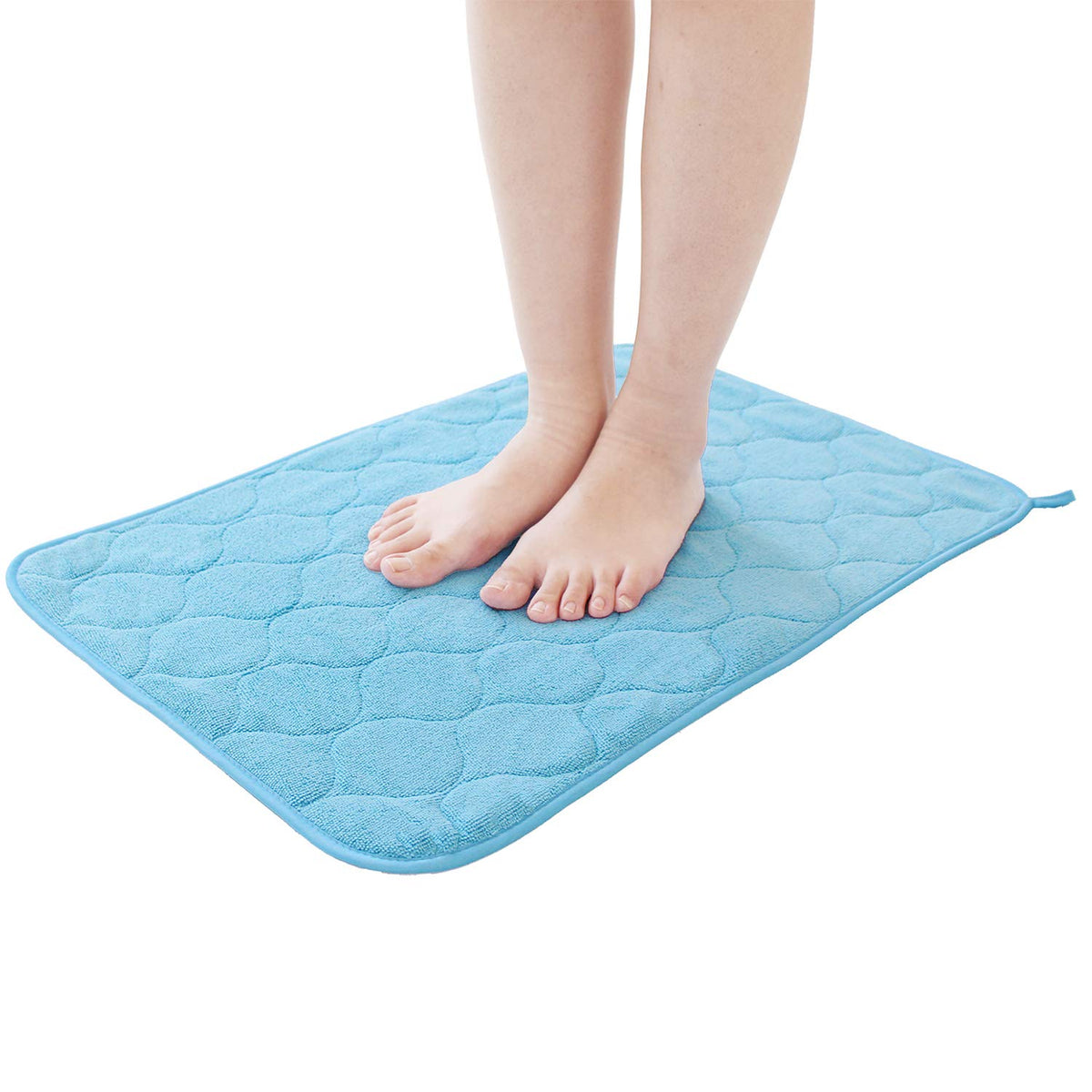 LOOKS Bathroom Foot Wiping Mat Blue Approx. 15.7 x 23.6 inches (40 x 60 cm) Microfiber Foot Wiping Mat Bath Mat