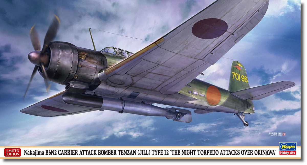 Hasegawa 07536 1/48 Nakajima B6N2 Aircraft Tenzan Type 12 Okinawa Night Thunderstrike Plastic Model