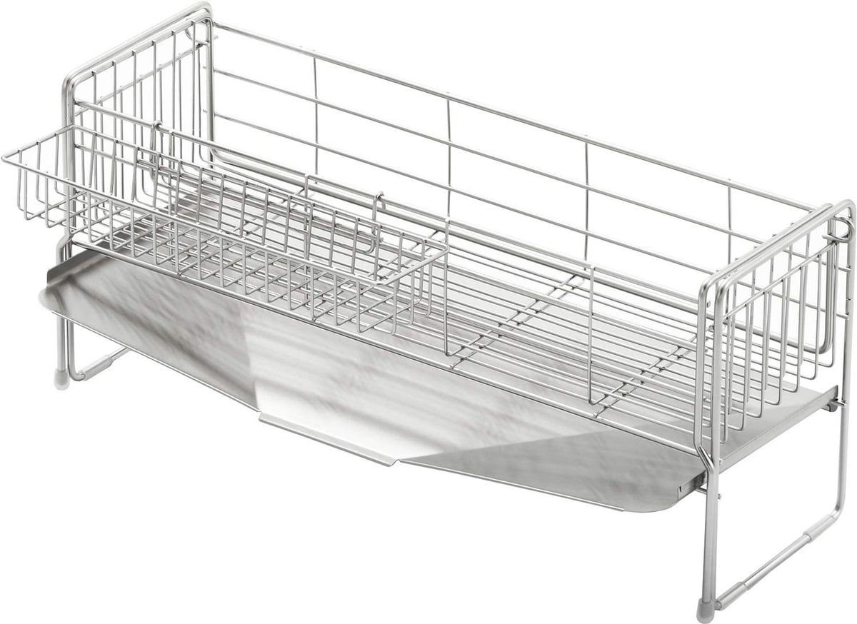 Yoshikawa 1306108 Dish Drainer Rack, Drainer, High, Width 5.9 x Depth 18.5 inches (15 x 47 cm), for 3-4 People, Made in Japan, Tableware, Sink Side, Wider Width