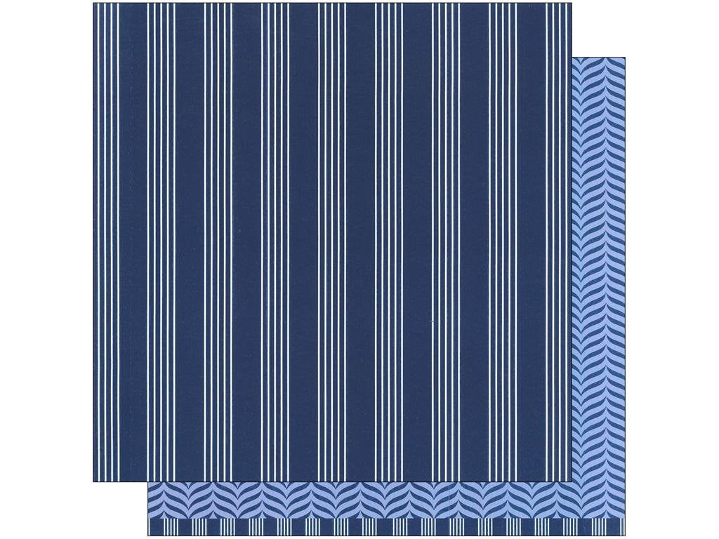 American Crafts 12pc AMC Paper 12x12 Basics Stripes Navy