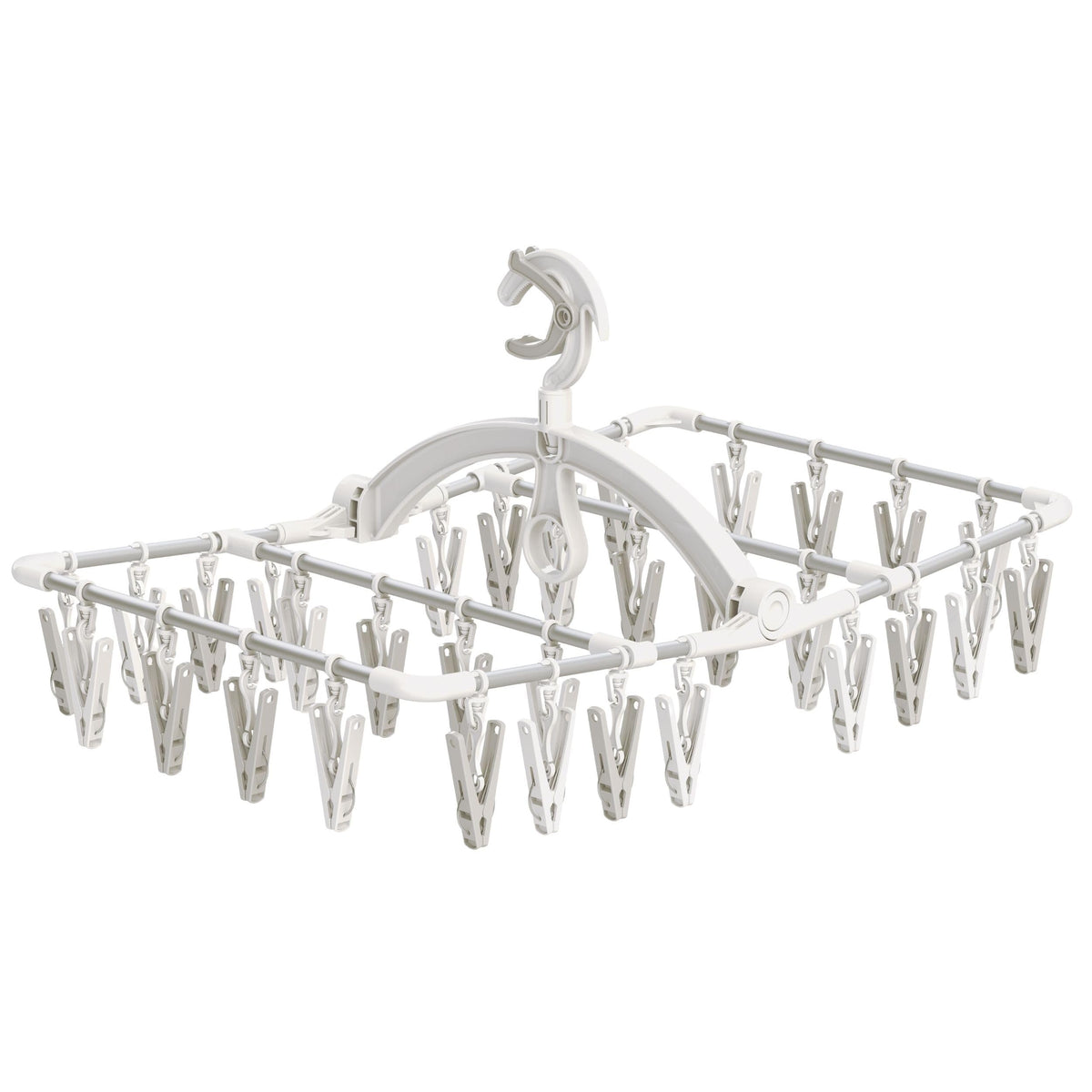 Towa Sangyo RakuMAX Aluminum Square Hanger, Long Pinch Included, 32 Pieces, Lightweight and Durable, Easy to Hang Grip, Easy to Pinch Pinch, Won't Twist Clothes, Pinch Hanger