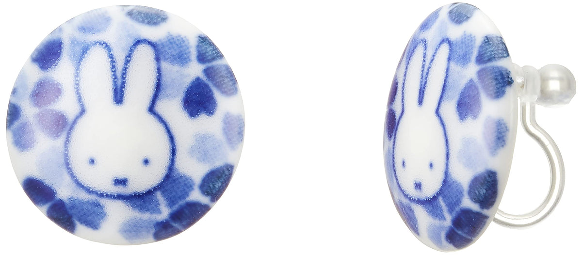 Dick Bruna 216144 Miffy Miffy Mino Ware Non-Hole Earrings, Diameter Approx. 0.8 inches (2 cm), Cherry Blossom, Made in Japan