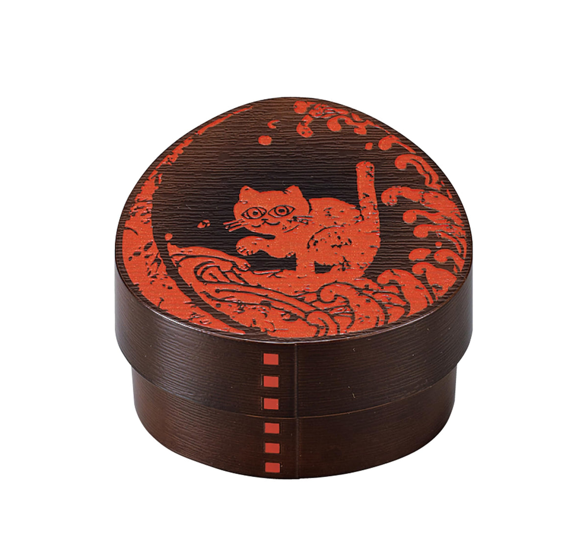 Tatsumiya TENKOKU-MON Wappa Onigiri Case Cat Wave Size: Approx. W9.8 D9.7 H5.7 30539