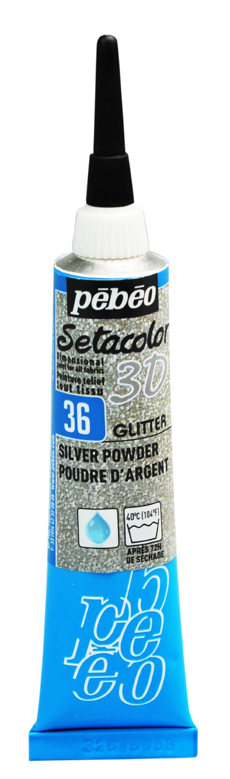 Pebeo Setacolor 3D Fabric Paint, 20ml, Glitter Silver Powder