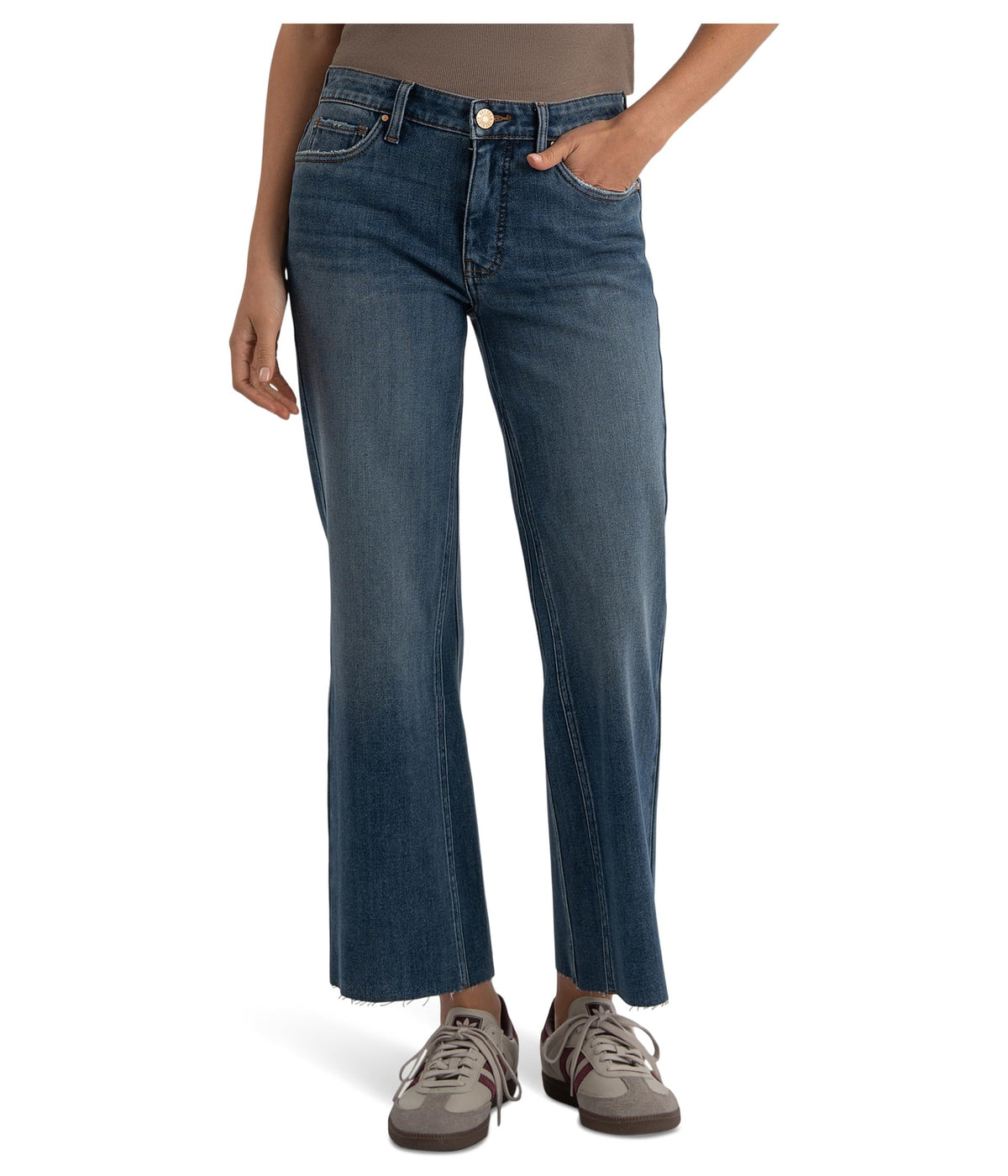 KUT from the Kloth, Womens, Kelsey High-Rise Fab Ab Ankle Flare-Nset Leg, Command, Size: 6, Inseam: 27.5