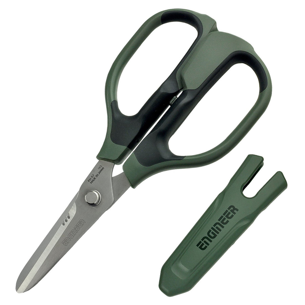 ENGINEER PH-57 8.3" Heavy Duty Combination Scissors, Made in Japan Multipurpose Shears, cuts kevlar fibre, leather belts, mains cable,copper braid, coaxial cable, rope & more.