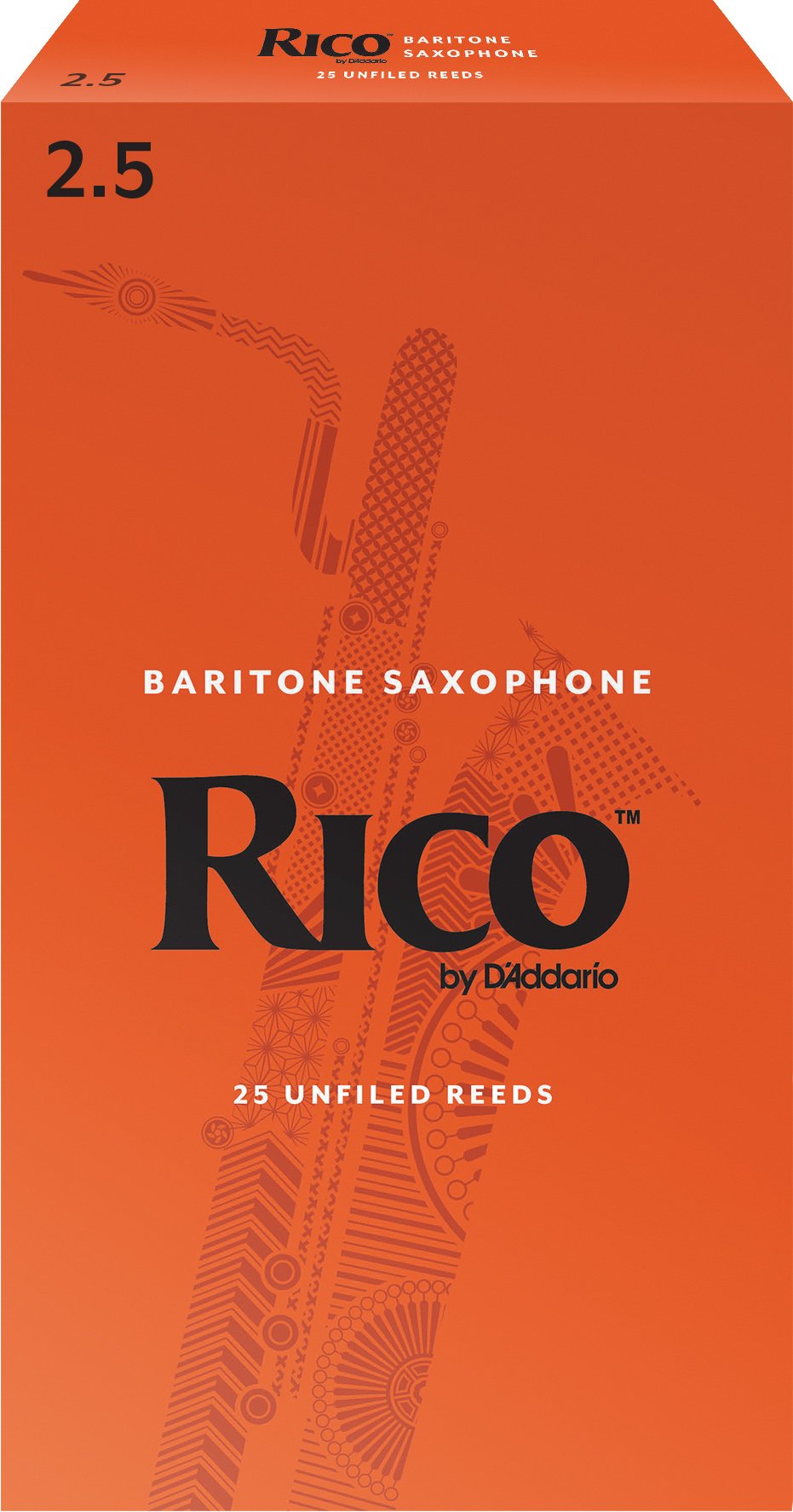 D’Addario Woodwinds - Rico Baritone Sax Reeds - RLA2525 - Strength 2.5, 25-Pack