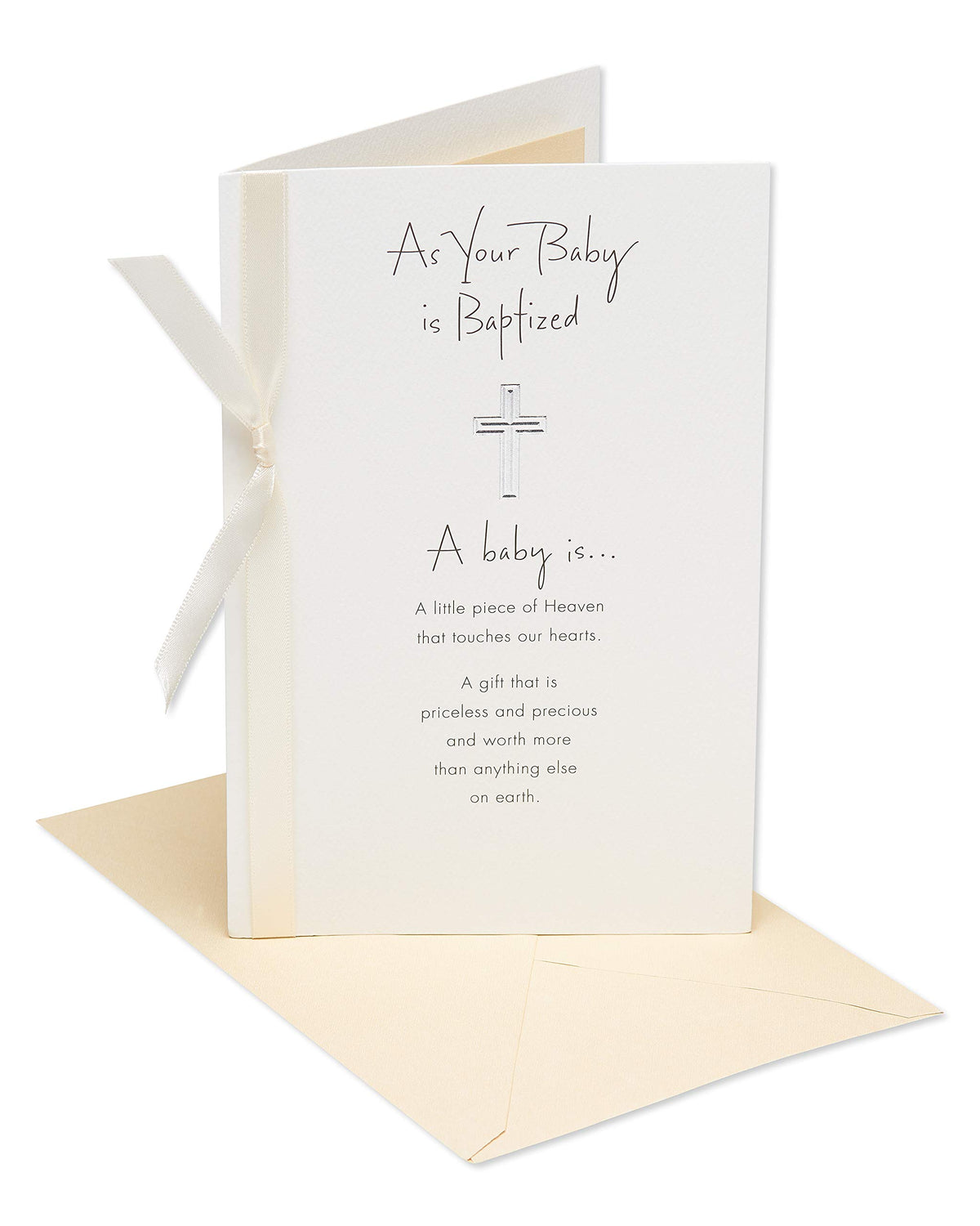 American Greetings Baptism Card for Baby (Silver Cross)
