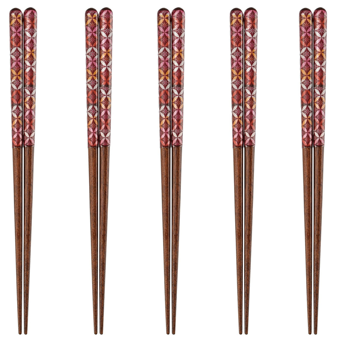 J-kitchens PID7595 Happy Chopsticks, Set of 5 Pairs, Material: Wood, Chopsticks, Dishwasher Safe, Made in Japan