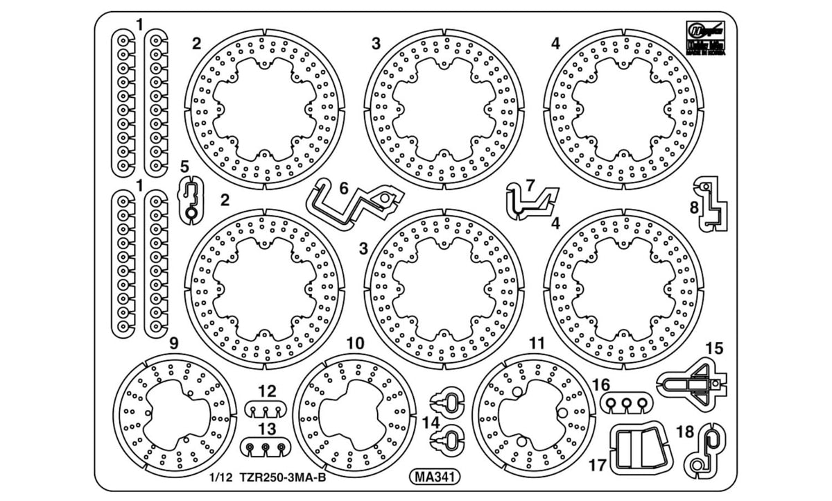 Hasegawa 1/12 Yamaha TZR250 (3MA) Etching Parts for Late Stage Model 21777