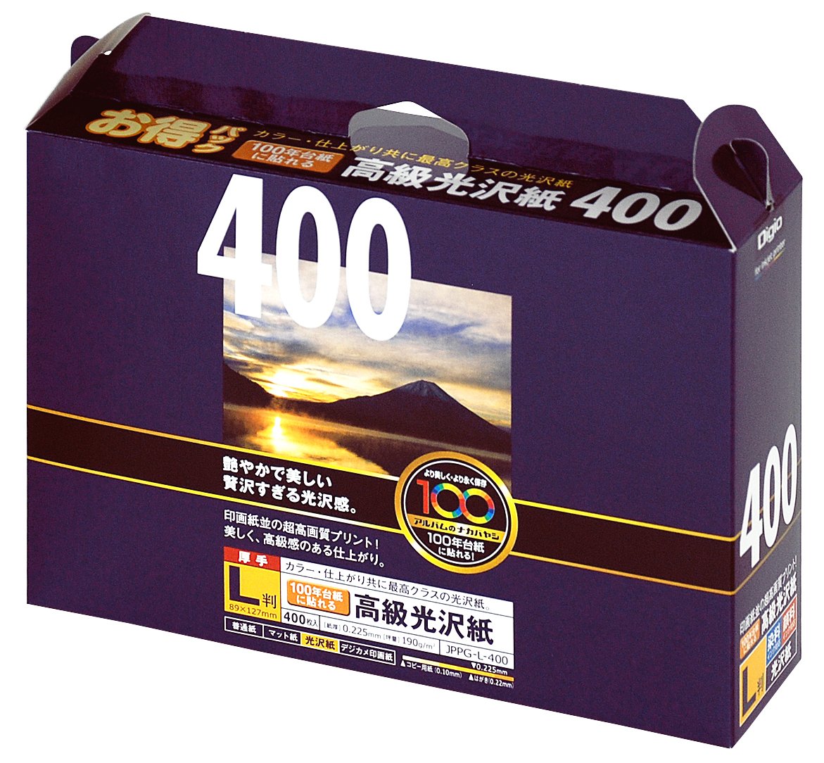 400 sheets JPPG-L-400 glossy paper L size to be able to put on a mount Nakabayashi inkjet glossy paper 100 years (japan import)