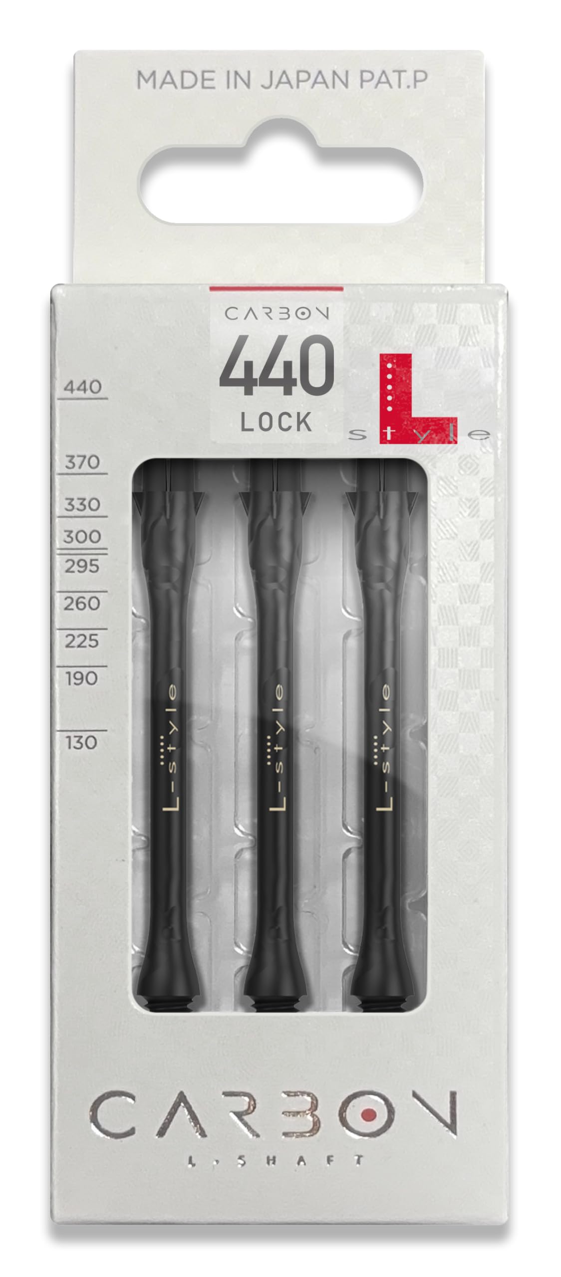 L-style Carbon Dart Shafts – Locked Slim – 440 – Black