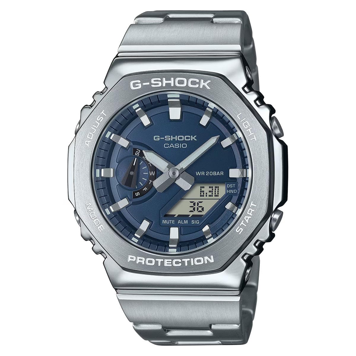 G-Shock Casio G-Steel GM2110D Analog-Digital Navy Blue Dial Stainless Steel Watch 43mm - GM2110D-2B