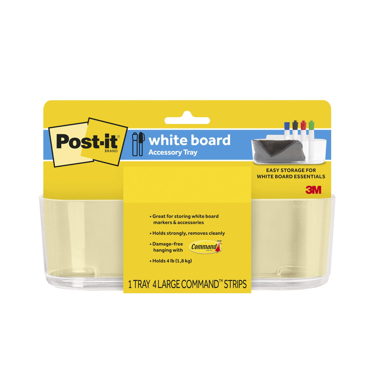 Post-it Dry Erase Accessory Tray, 1 Accessory Tray, 4 Strips