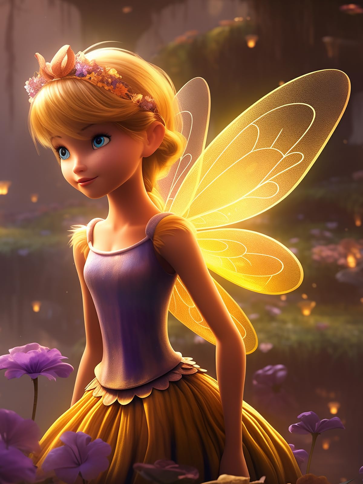 Loongroad DIY Tinker Bell Diamond Art Kits 5D Adults Full Drill Crafts for Beginners Home Wall Decor (12 x 16 Inch)