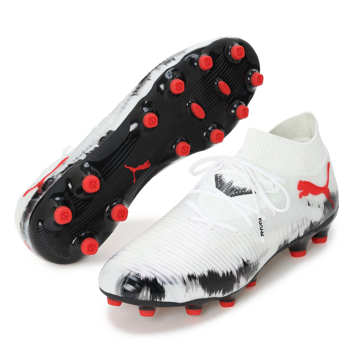 Puma Unisex Adult Future 8 Pro JP HG/AG 109071 Soccer Cleat, 25 Autumn Winter Color Puma White/Black/Silver Mist/Red (01), 9 US