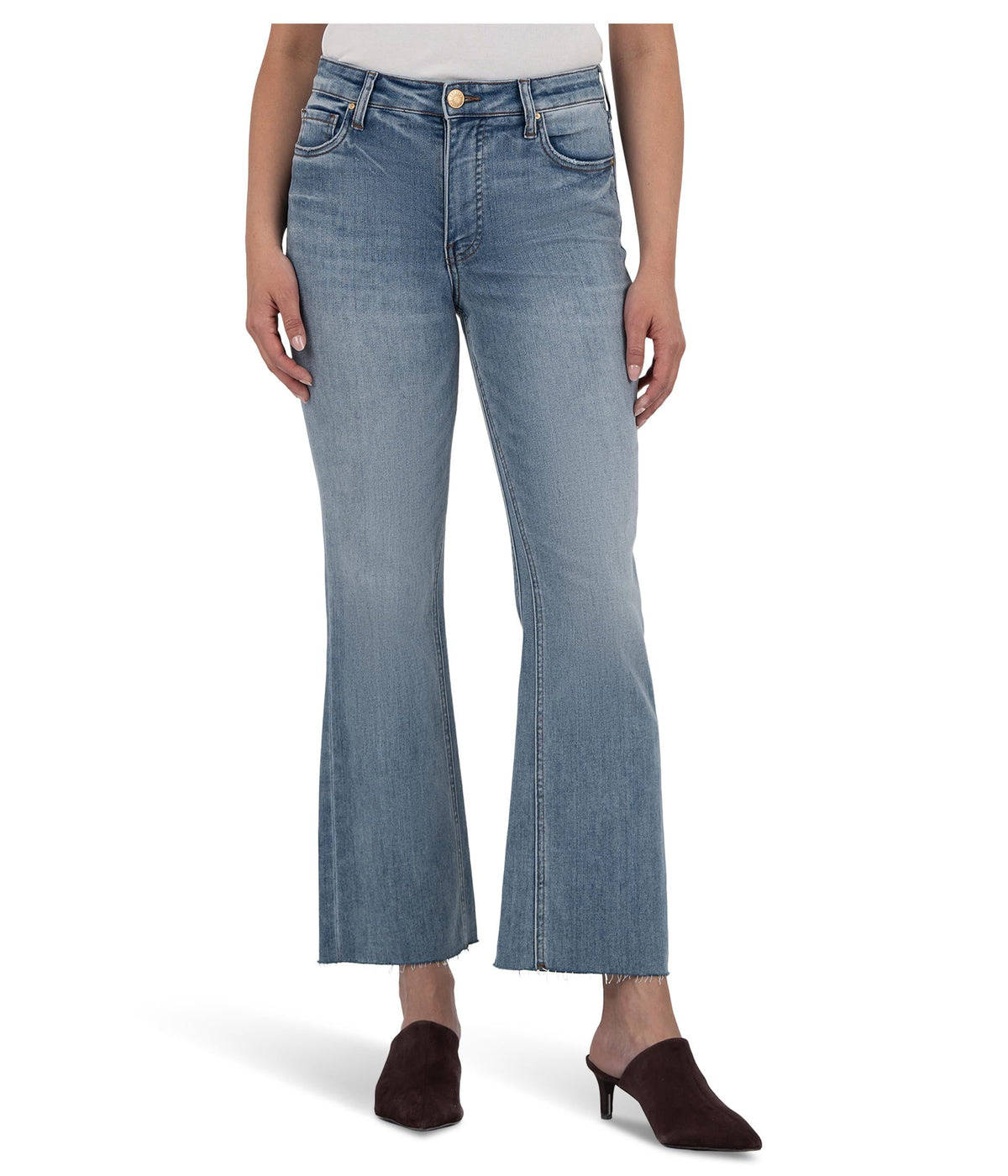 KUT from the Kloth Womens Kelsey High-Rise Fab Ab Ankle Flare-Nset Leg in Acceptance Acceptance 12 27.5