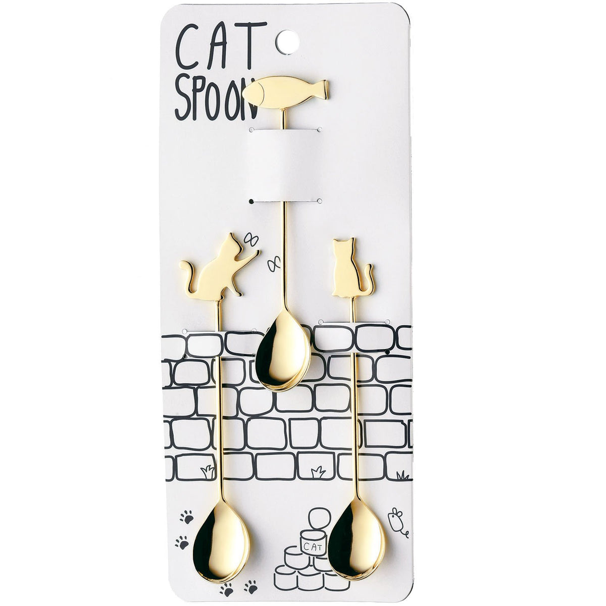 Takakuwa Metal Cat Spoon Gold 3pc 405060