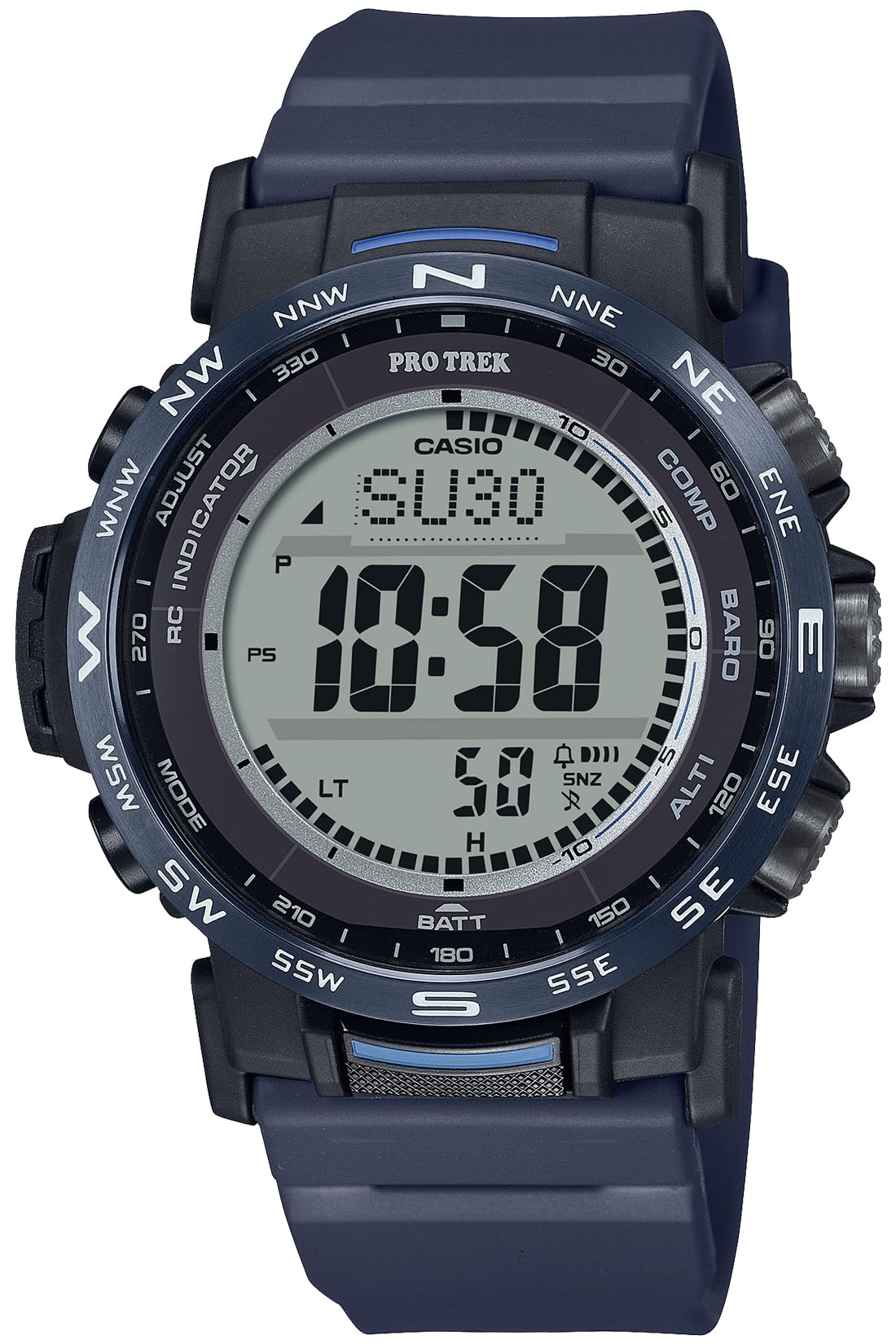 Casio Pro Trek Climber Line Wristwatch, Radio Solar, Biomass Plastic, navy, sports