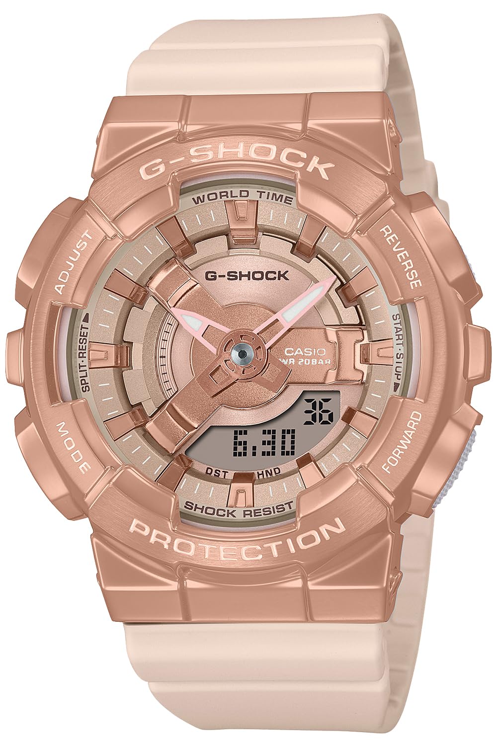 Casio GM-S110 Metal Covered Wristwatch, pink beige/pink gold