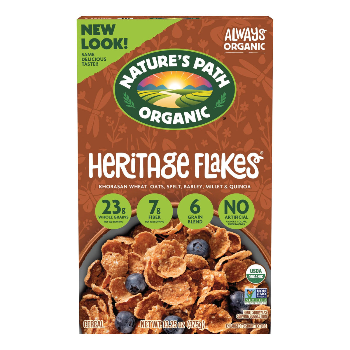 Nature's Path Organic Heritage Flakes® Cereal, 13.25 oz (Pack of 1), Ancient Grains, 23g Whole Grains, Non-GMO