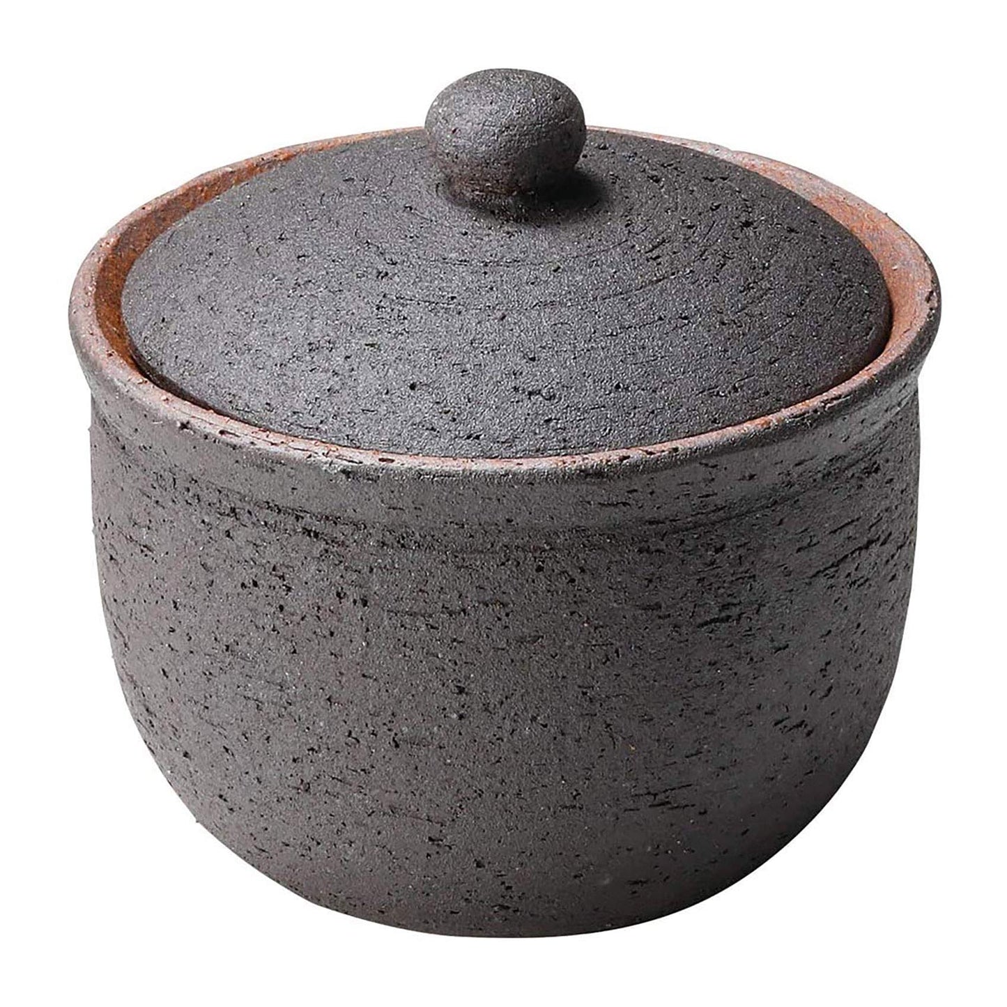 Hechimon MR-3-3537 Shigaraki Ware Absorbs Moisture and Maintains Smooth Salt Pot, Large, Black, Canister, Ceramic, Storage Container, Salt Container, Made in Japan