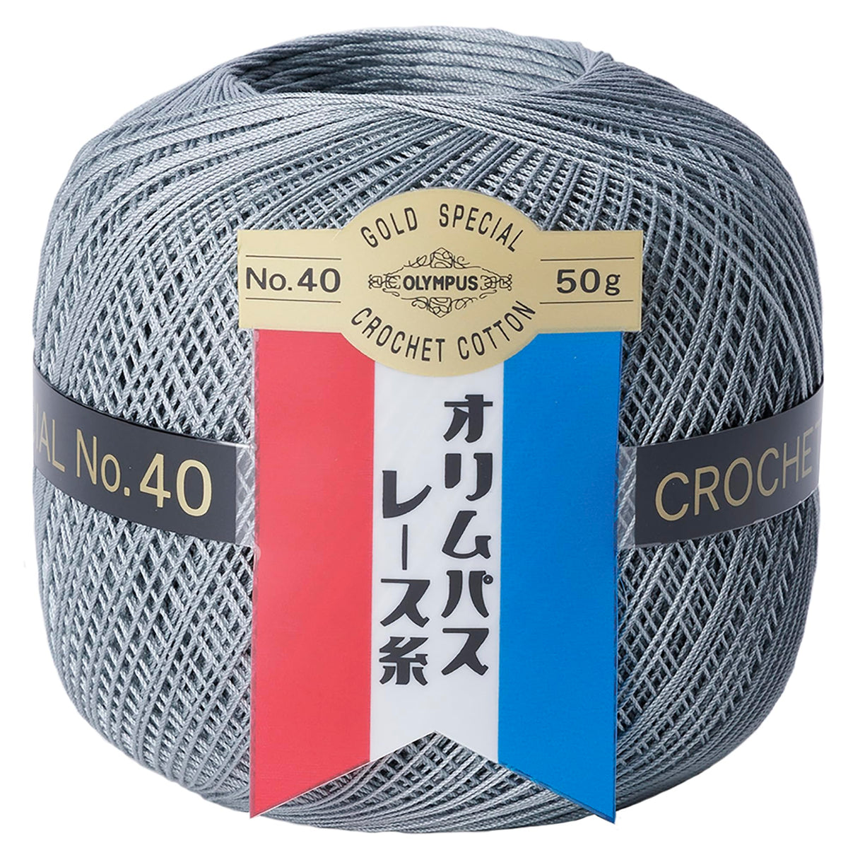 Olympus Lace Yarn, Gold Ticket, No. 40, Lace Yarn, 1.8 oz (50 g), COL. 340, Light Gray Blue, 1.8 oz (50 g), Approx. 1.8 ft (445 m)