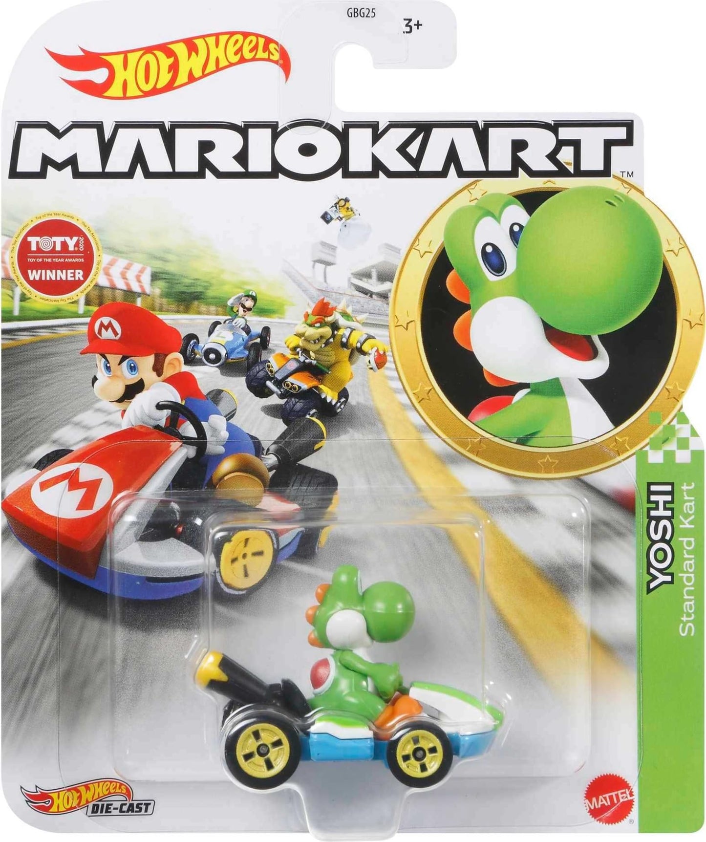 Hot Wheels Mario Kart Toy Vehicle, 1:64 Scale Die-Cast Replica with a Favorite Character, Optimized for Track Racing or Stunting (Styles May Vary)