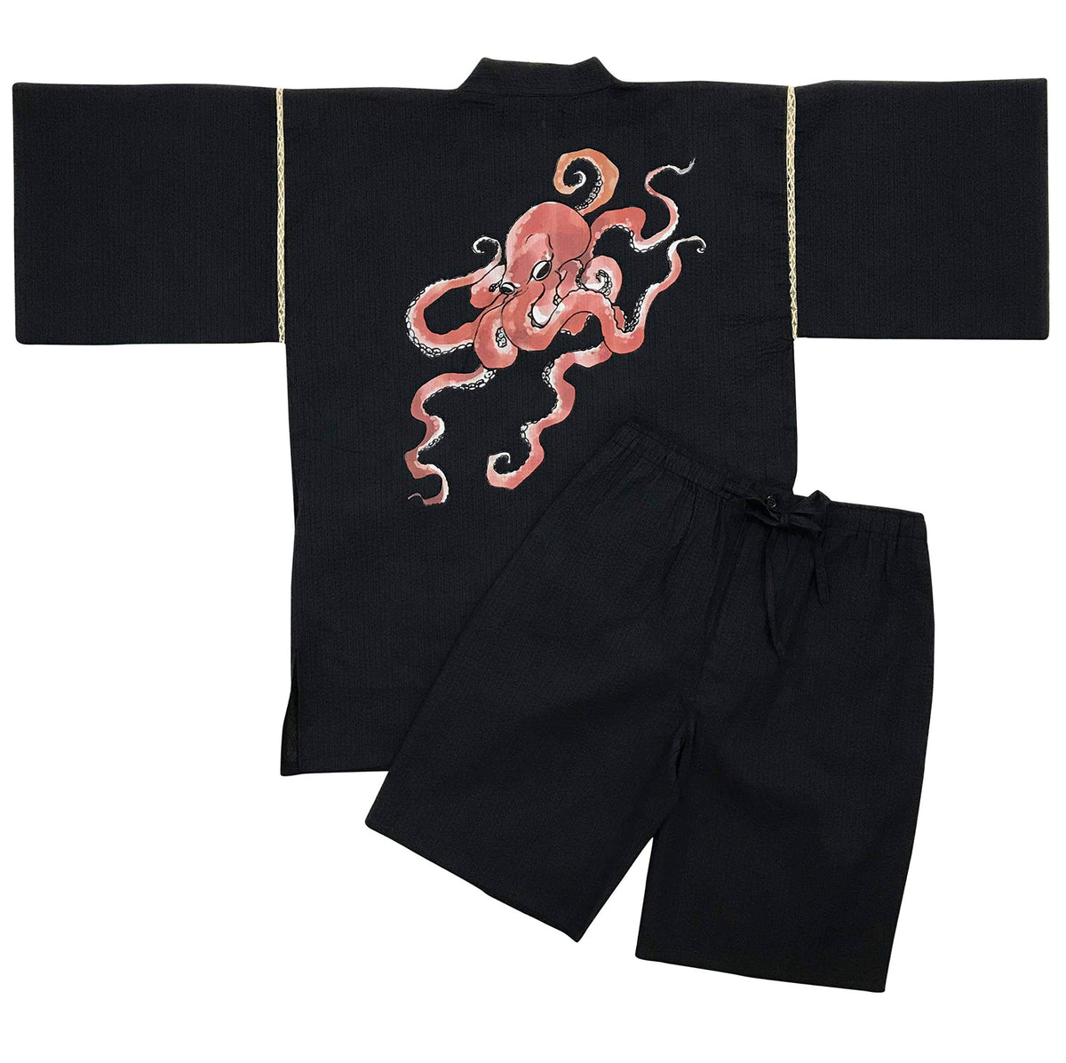 Edoten Japan 100% Cotton Jimbei Original Printing Octopus Navy M