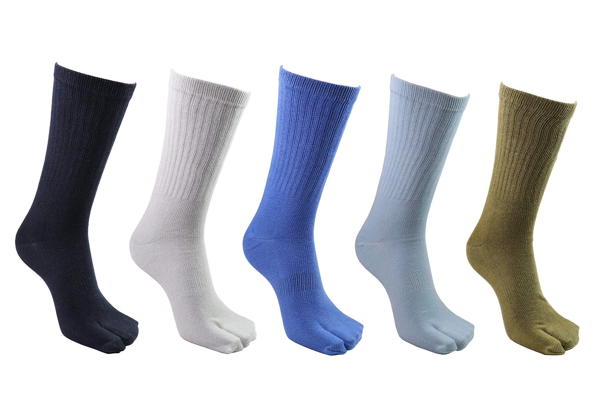 Marukin Hompo Men's 2 Toe Sandal Flip Flops Japanese Tabi Socks, 5 Pairs Pack - Mix