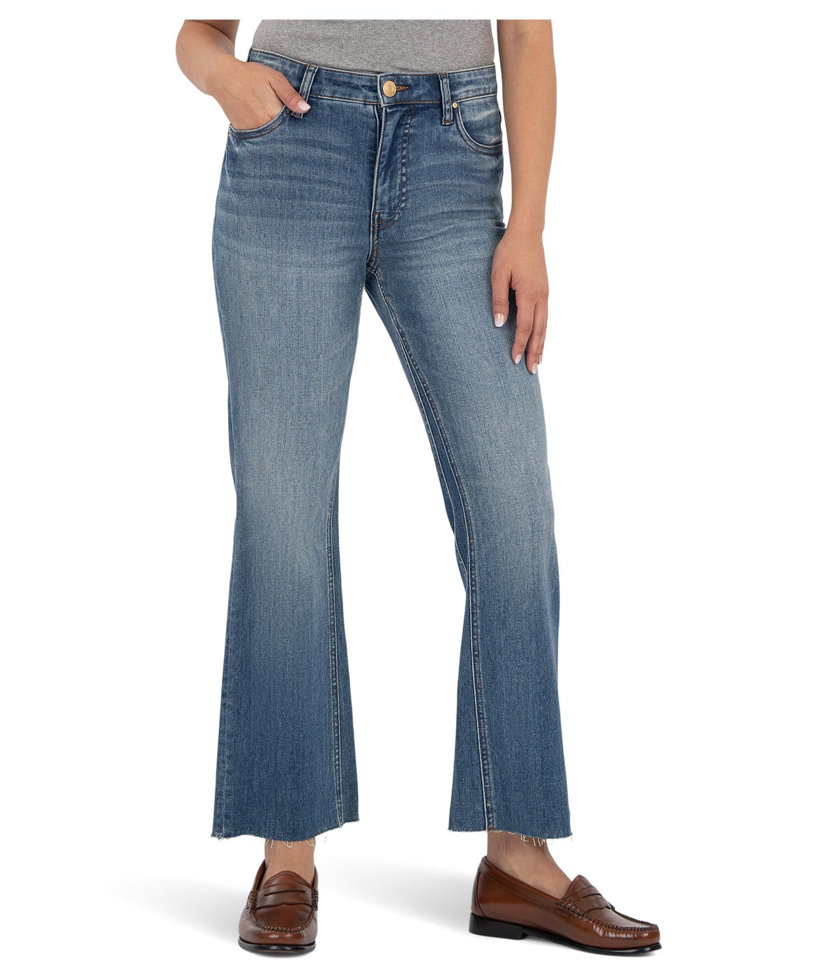KUT from the Kloth Women's Kelsey High-Rise Fab Ab Ankle Flare-Nset Leg, Rigor, Size: 8, Inseam: 27.75