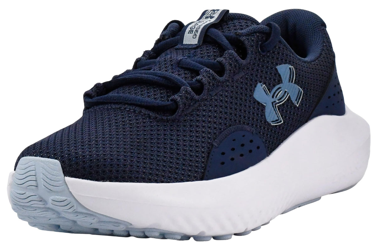Under Armour Womens Charged Surge 4 Washed Navy/Blue Calm/Metallic Blue Calm 5.5 Medium