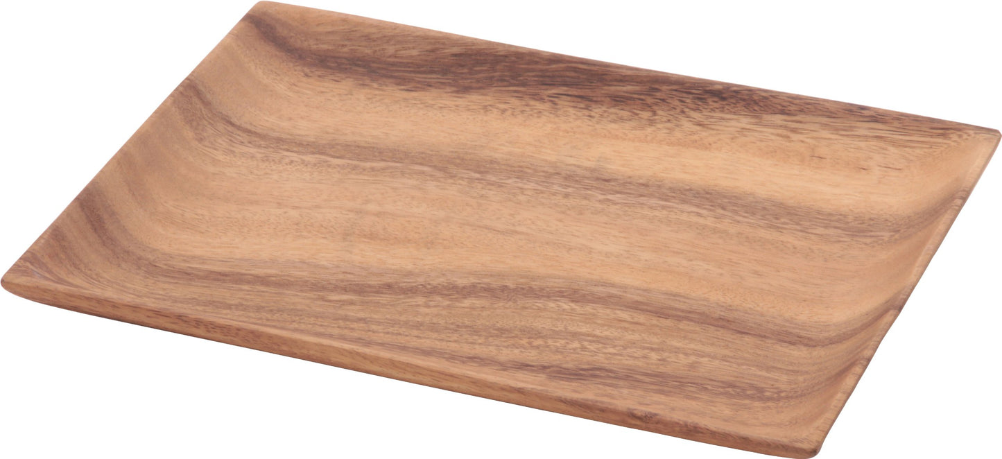 Fujiboeki 30146 Rectangular Tray, XL Size, Width 12.6 inches (32 cm), Brown, Acacia, Natural Wood, Break-Resistant, Lightweight, Wooden Tableware