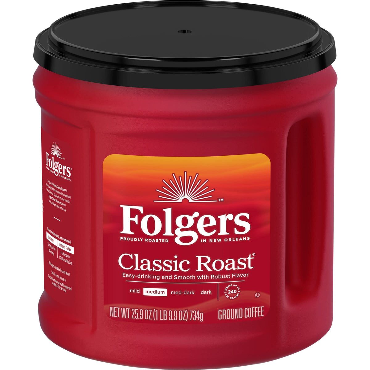 Folgers Classic Roast Ground Coffee, Medium Roast, 25.9 Oz. Canister