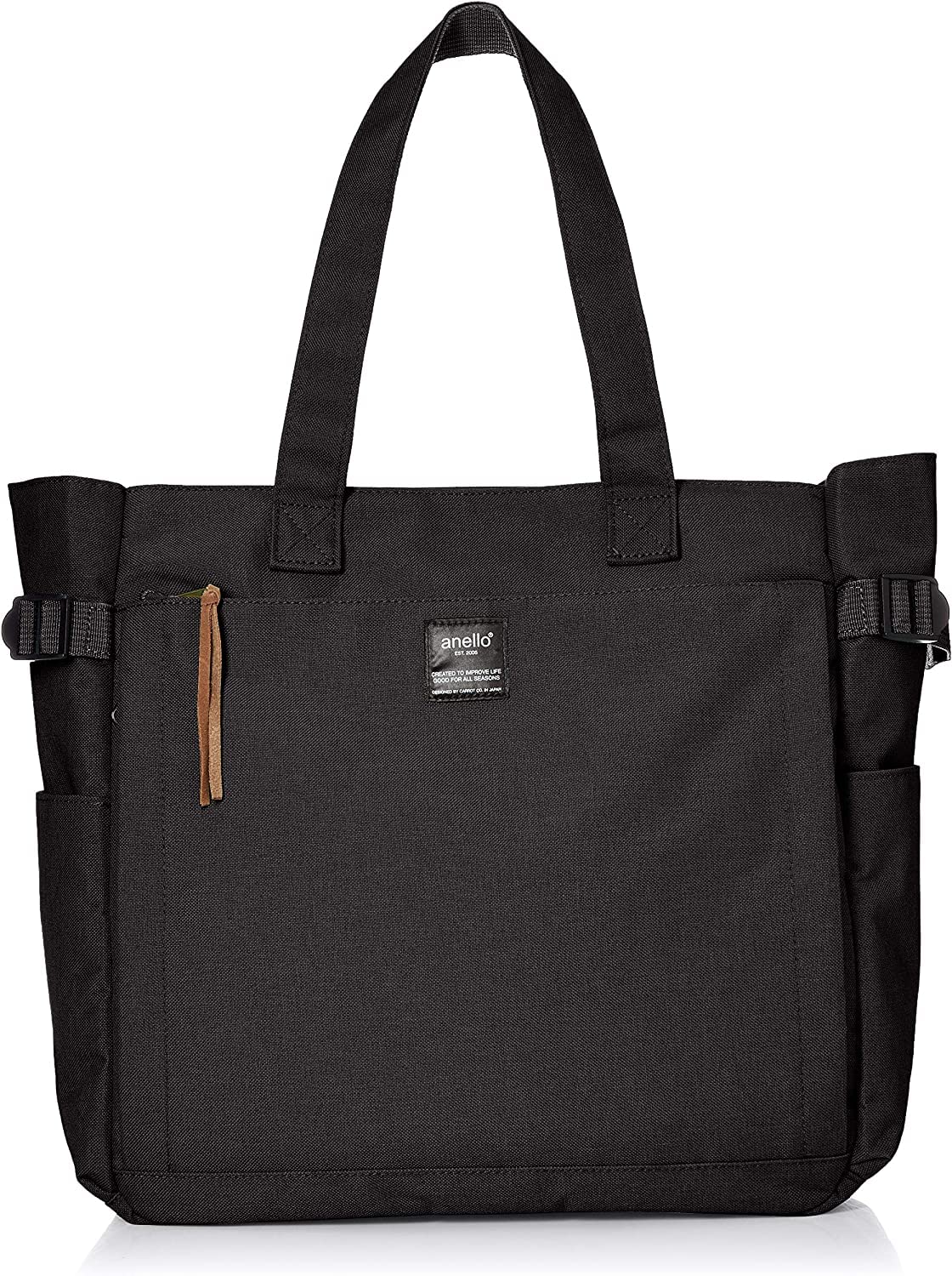 Anello ATC3132Z Tote Bag, A4, Large Capacity, 10 Pockets, Multiple Storage, Black, One Size