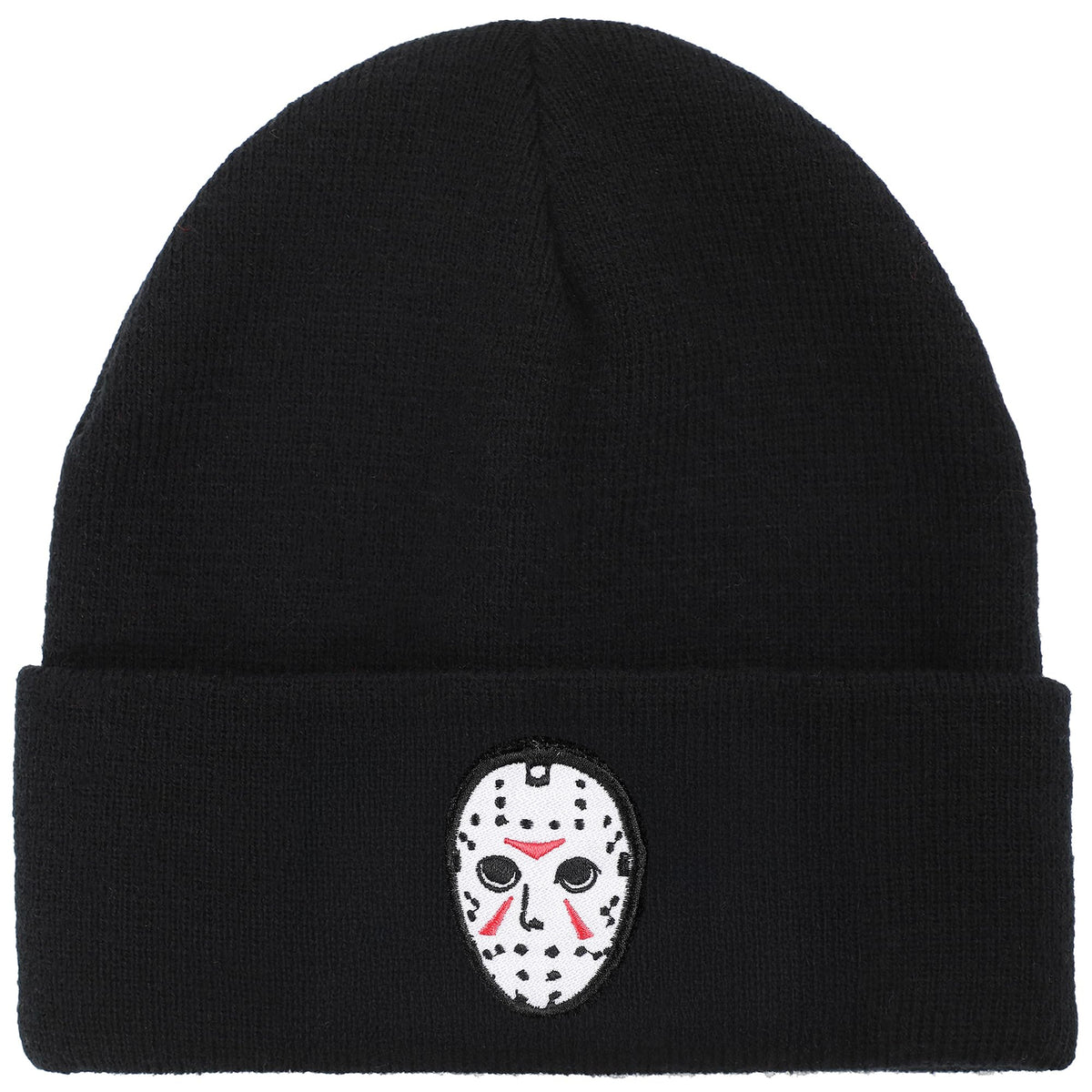 Friday The 13Th Jason Mask Embroidery On Acrylic Knit Standard Cuff Beanie