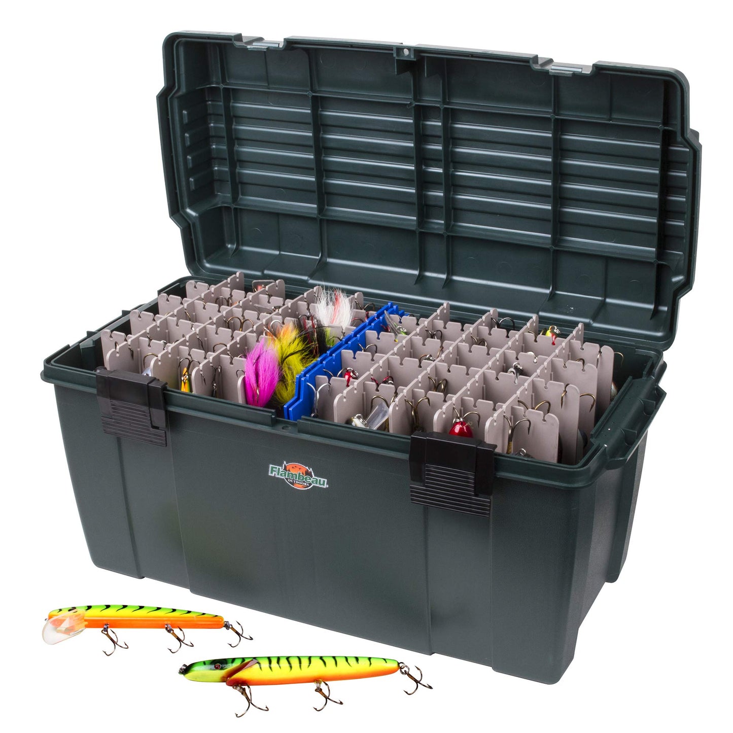 Flambeau Outdoors Maximizer Large Lure Box, Holds 100 Lures, Zerust, Green