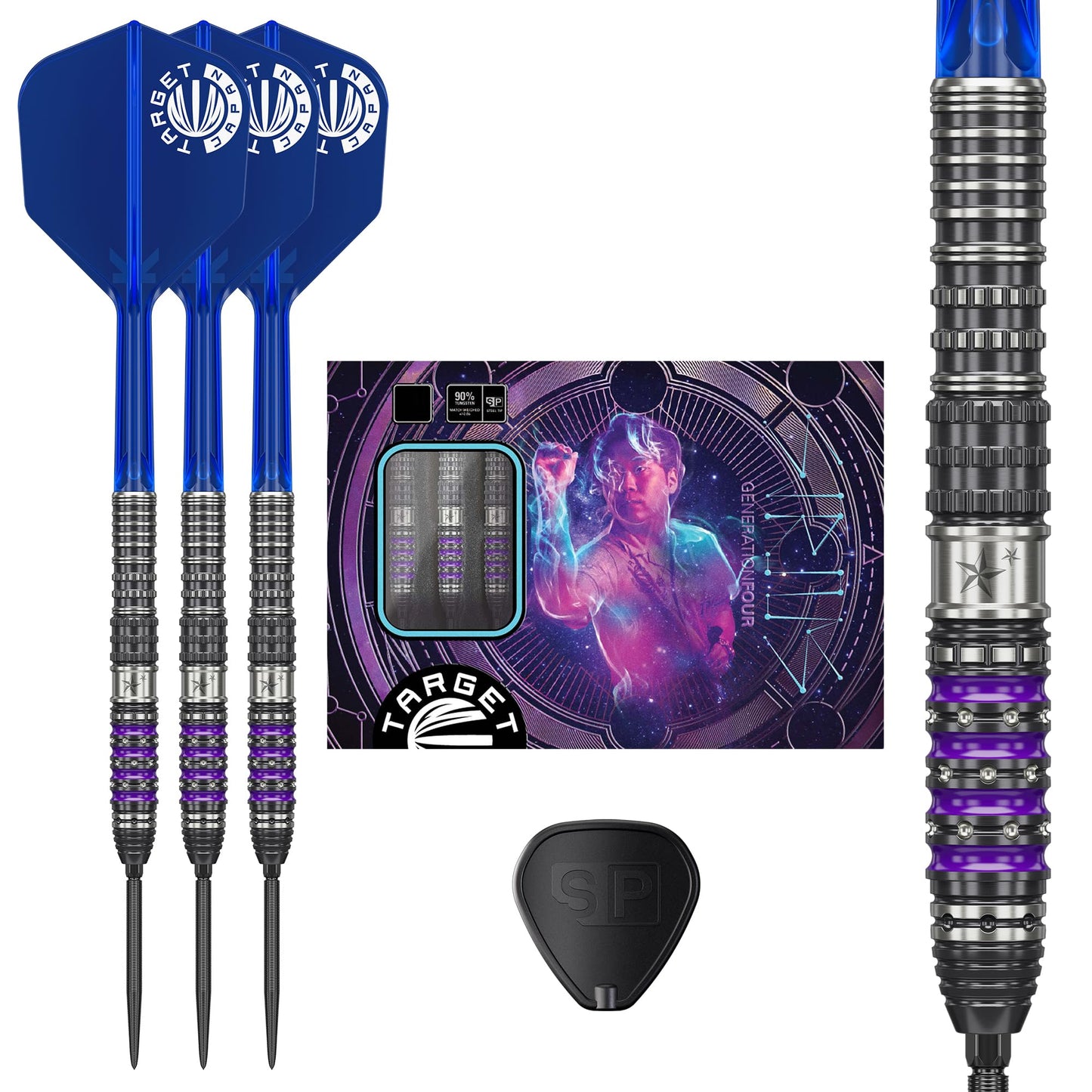 TARGET Japan Prime Series Sirius G4 Darts with Kflex, 24G | 90% Tungsten Dart Set, K-Flex Flights and Shafts No.6, 2BA Steel Tips, Player Yuta Hayashi Gen 4