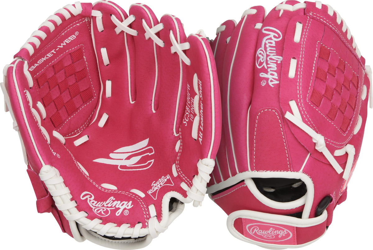 Rawlings | Sure Catch Youth Series Softball Glove | 10" | Right Hand Throw | Pink/White