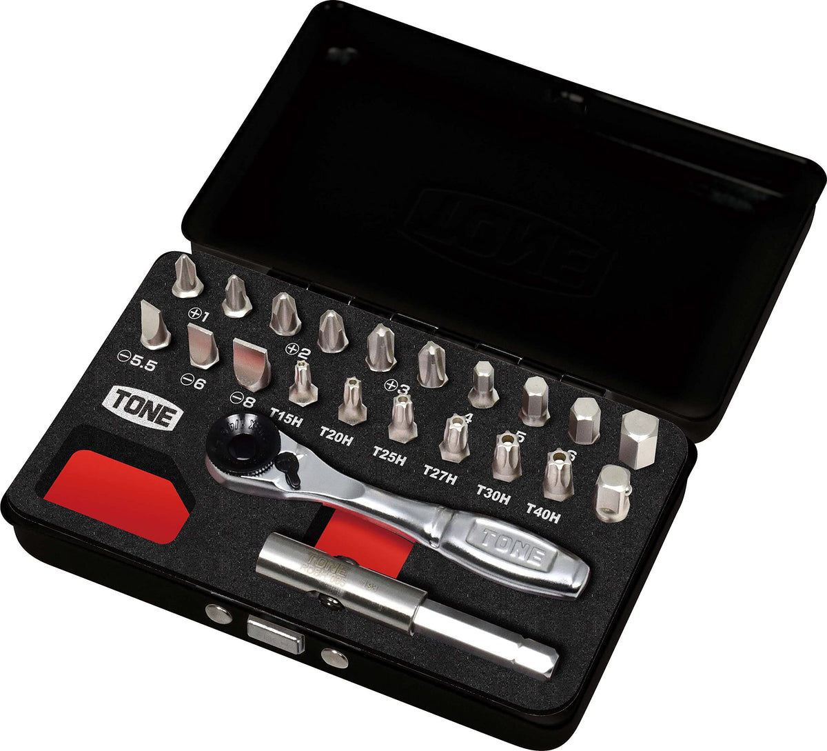 TONE Bit Ratchet Set BRS20MBK 1/4" Hex Shank Bit Black 22-Piece