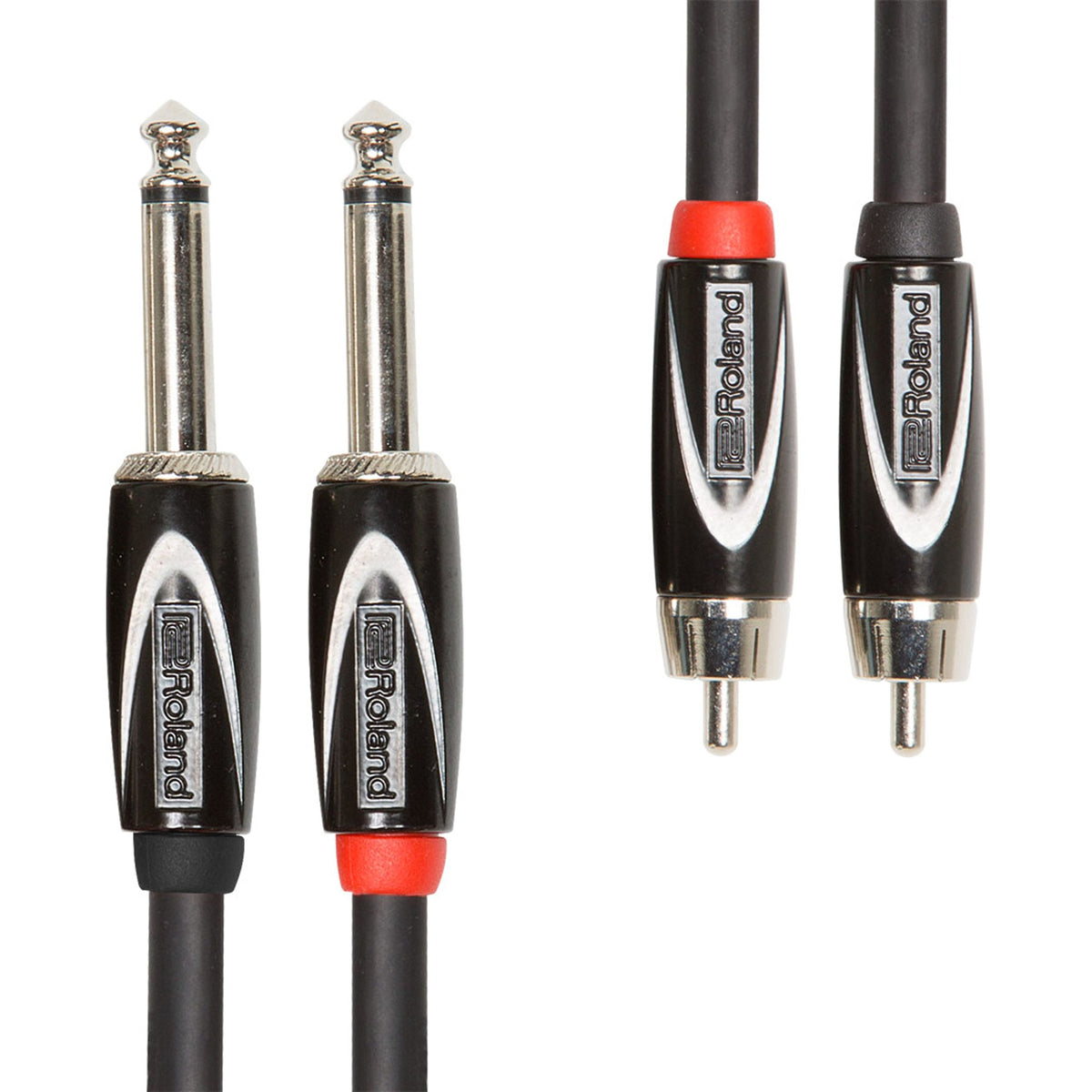 ROLAND Black Series Interconnect Dual Cable—1/4-Inch to RCA, 15Ft / 4.5M - Rcc-15-2R28